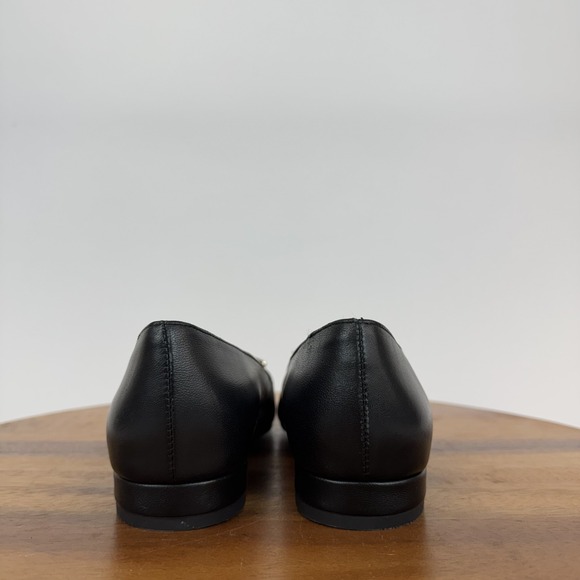 Womens Valentino Flora Logo Buckle Black Leather Pointed Toe Flats Size 9 M GUC - Picture 5 of 7